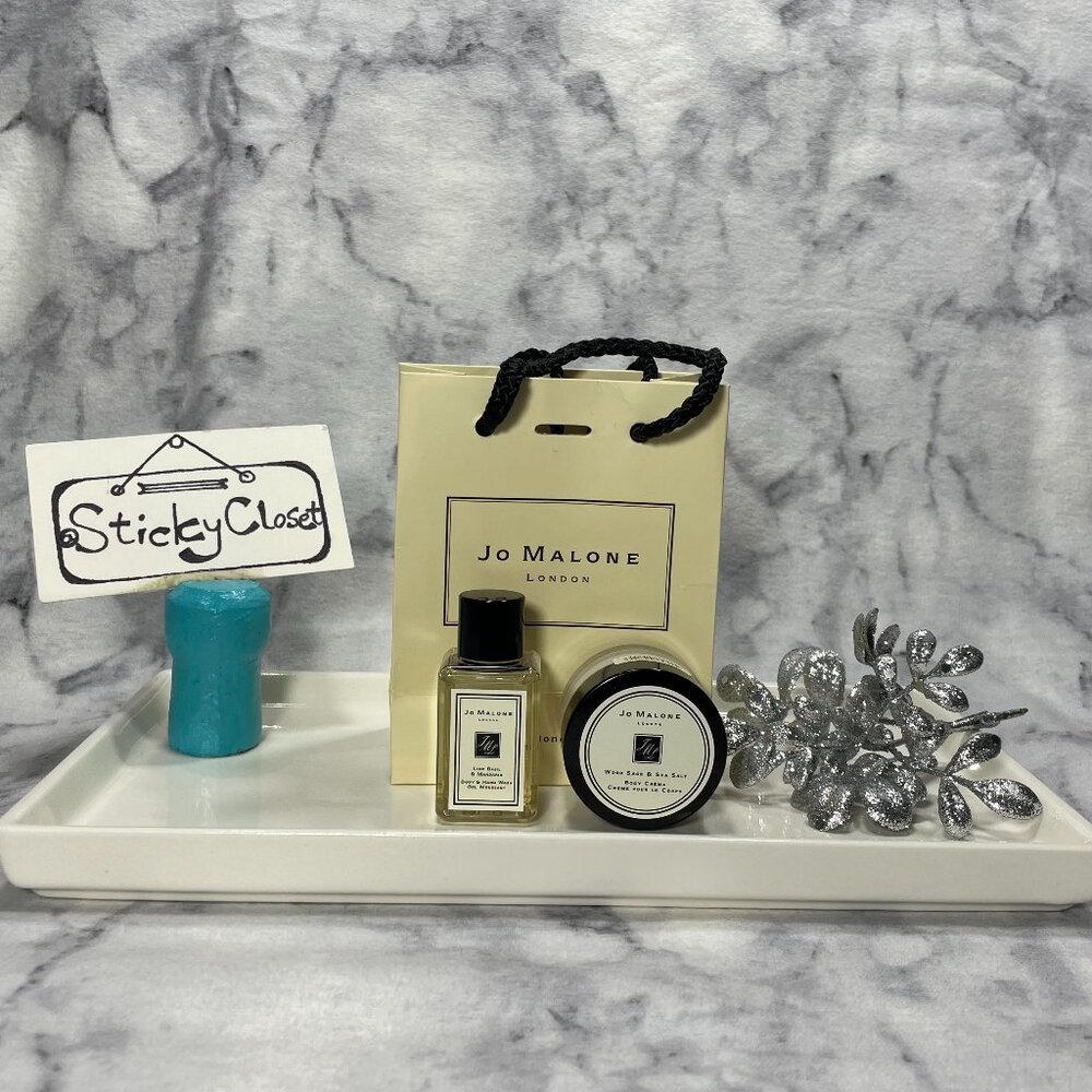JO MALONE Set-Wood Sage&Sea Salt Cream,Lime Basil Body Wash-15ml,15ml-2pc-NEW